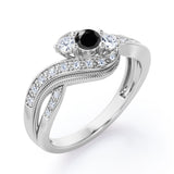 0.7 ct Round Lab Black Diamond Infinity Engagement Ring