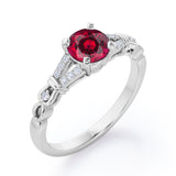 Split Shank 0.6 carat Round Lab Ruby and Diamond Engagement Ring in Rose Gold