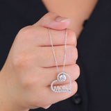 Heart Shaped Moissanite Pendant Necklace in 18K White Gold over Silver