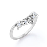 Artistic 0.1 carat Moissanite Wedding Band in White Gold