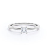 Solitaire 0.5 carat Square Moissanite Engagement Ring - Birthday Gift For Women - in White Gold