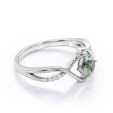 Infinity 0.6 Carat Round Moss Agate Engagement Ring