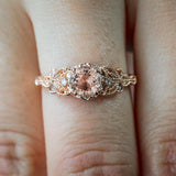 1.25 ct Round Peach Pink Morganite Antique Engagement Ring