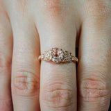 1.25 ct Round Peach Pink Morganite Antique Engagement Ring