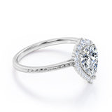 Vintage Halo 0.7 carat Pear Cut Moissanite and Diamond Engagement Ring in Rose Gold