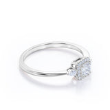 Trilogy 1 carat Asscher Cut Moissanite and Diamond Engagement Ring, Birthday Gift, Anniversary - in White Gold