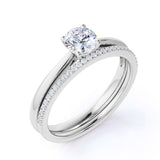 Four Prong 1.25 Carat Round Cut Moissanite Bridal Set
