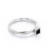 1.15 Carat Princess Cut Lab Grown Black Diamond Twisted Engagement Ring In White Gold