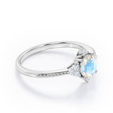 Milgrain 0.5 ct Round Moonstone Engagement Ring