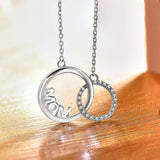 Interlocking Mother and Daughter Moissanite Pendant Necklace in 18K White Gold over Silver