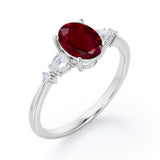 Five Stone 0.60 ct Oval Lab-Created Ruby Engagement Ring
