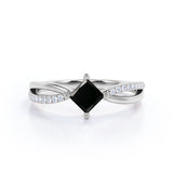 1 ct Princess Lab Black Diamond Infinity Engagement Ring