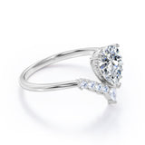 V Shaped 0.6 Carat Pear Moissanite Engagement Ring