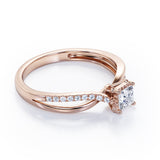 Twisted and Split Pinched Shank 0.65 carat Princess Diamond and Diamonds Elegant Engagement Ring in White Gold