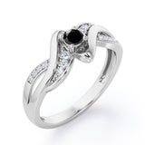 Distorted Unique Twisted Rope 0.6 carat Round Black Diamonds Promise Ring in Rose Gold