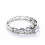 0.75 carat Timepiece Jewelry Cushion Moissanite and Diamond Engagement Ring in White Gold - Mother's Day - Anniversary