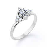 Clustered Triangle 0.55 carat Kite Moissanite and Diamond Engagement Ring in White Gold
