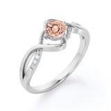 Infinity Twisted 0.55 carat Round Morganite and Moissanite Engagement Ring For Her in Rose Gold