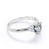 Clustered Triangle 0.55 carat Kite Moissanite and Diamond Engagement Ring in White Gold