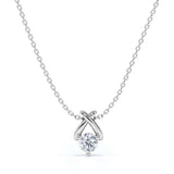 X-Shaped Round Cut Certified Lab Diamond Pendant Necklace in 18K White Gold over Silver