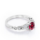 Split Shank 0.6 carat Round Lab Ruby and Diamond Engagement Ring in Rose Gold