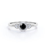 1.2 Carat Round Cut Lab Grown Black Diamond Halo Engagement Ring In White Gold