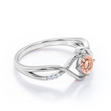 Infinity Twisted 0.55 carat Round Morganite and Moissanite Engagement Ring For Her in Rose Gold