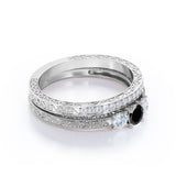 1.25 ct Round Lab Black Diamond Three Stone Bridal Set