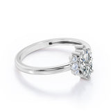 Classic 7 Stones 0.55 carat Marquise Moissanite and Diamond Engagement Ring in Rose Gold