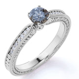Tapered 0.65 Ct Round Salt and Pepper Diamond Engagement Ring