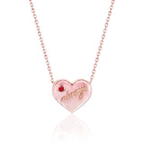 Always Charm Necklace with Natural Round Cut Ruby in 18K Rose Gold Plating over Silver