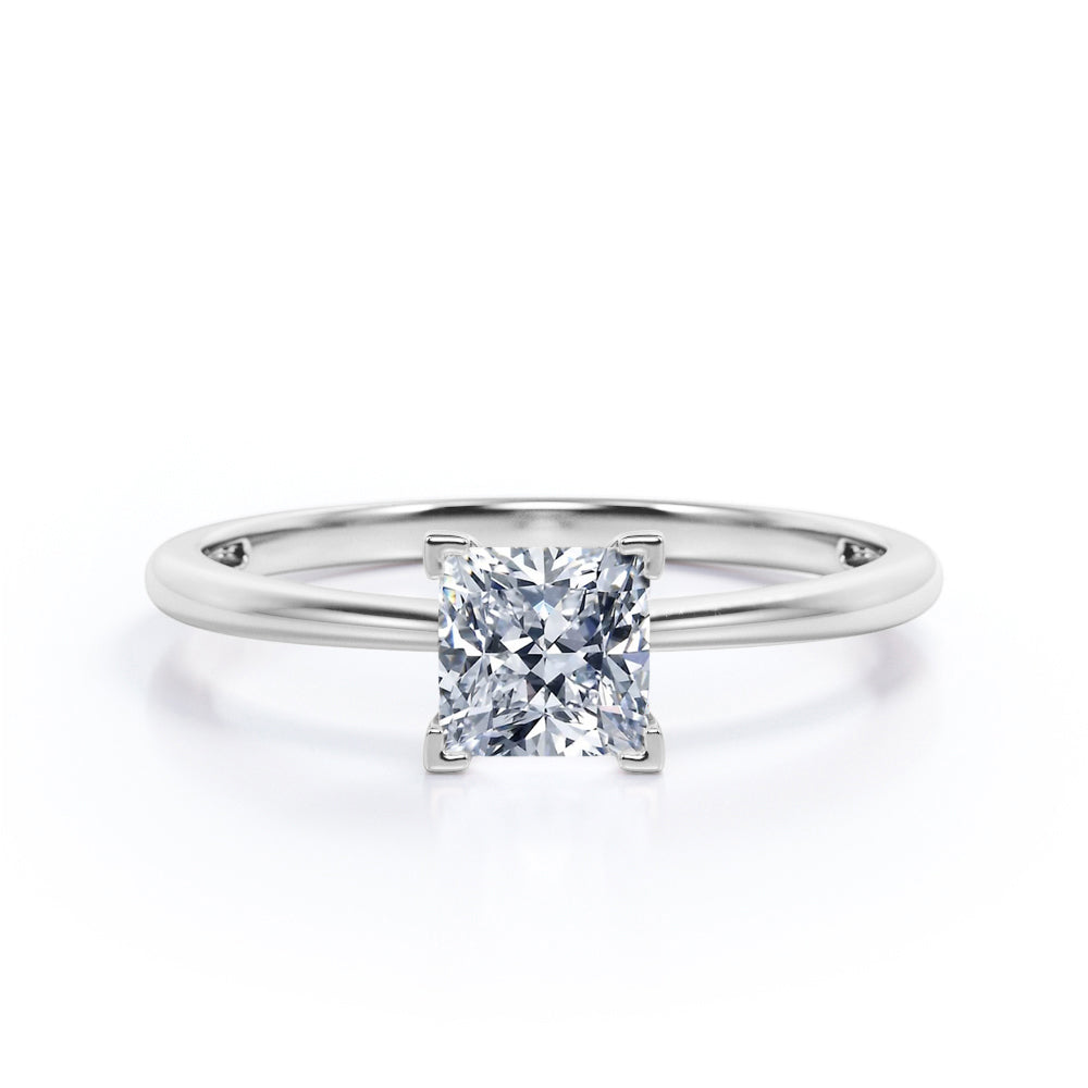 Striking 1 carat Princess Moissanite Solitaire Engagement Ring in Black Gold