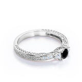 1.2 Carat Round Cut Lab Grown Black Diamond 3 Stone Engagement Ring In White Gold