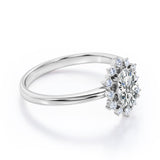 Floating Halo 0.6 carat Oval Moissanite and Diamond Engagement Ring in Rose Gold