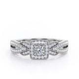 Extravaganza Milgrain Bordered - 1.45 Carat Round Brilliant Cut Moissanite and diamond - Halo Pave Channel Engagement Ring in Black Gold