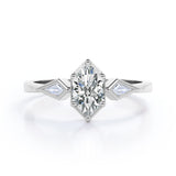 Geometric 1 carat Hexagon Moissanite and Diamond Engagement Ring in Black Gold