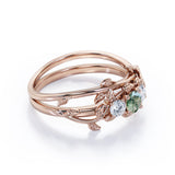 Trio 0.8 Carat Round Moss Agate Vine Bridal Set
