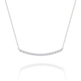 Curved Bar Round-Shaped Moissanite Pendant Necklace in 18K White Gold over Silver