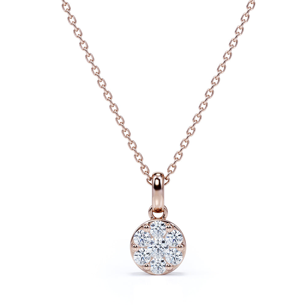 Decorative Crown 1.10 carat Round Moissanite and Diamond Pendant Necklace in 18k White Gold Over Silver