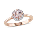 1.75 Carat Morganite and Moissanite Classic Halo Engagement Ring On 18K Rose Gold Over Sterling Silver