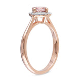 1.75 Carat Morganite and Moissanite Classic Halo Engagement Ring On 18K Rose Gold Over Sterling Silver