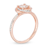1.25 Carat Round Cut Morganite and Moissanite Flower Design Engagement Ring On 18K Rose Gold Over Silver