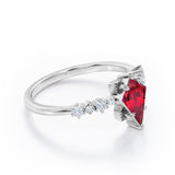 Fancy Star 0.6 carat Kite Lab Ruby and Diamonds Engagement Ring in Rose Gold